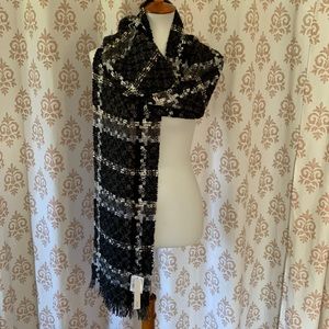 Aqua long plaid winter scarf NWT